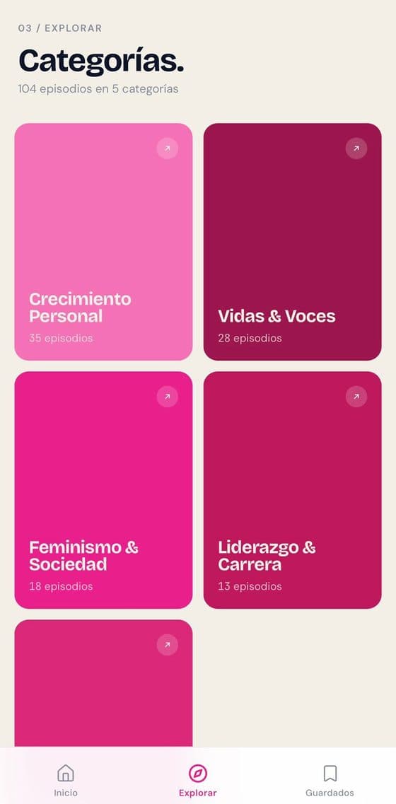 Mujeres Arriba · categorías